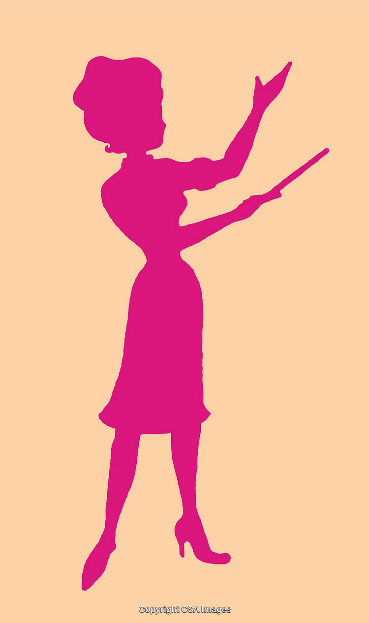 Colorful Silhouette Illustration of a Woman Gesturing with Confidence