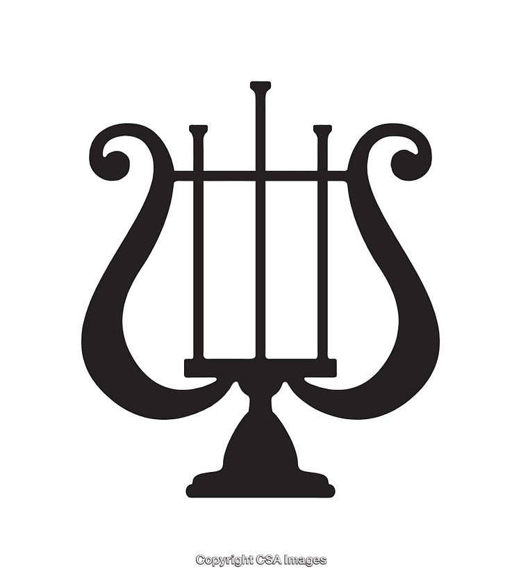 Classic Black And White Lyre Icon With Elegant Design Elements
