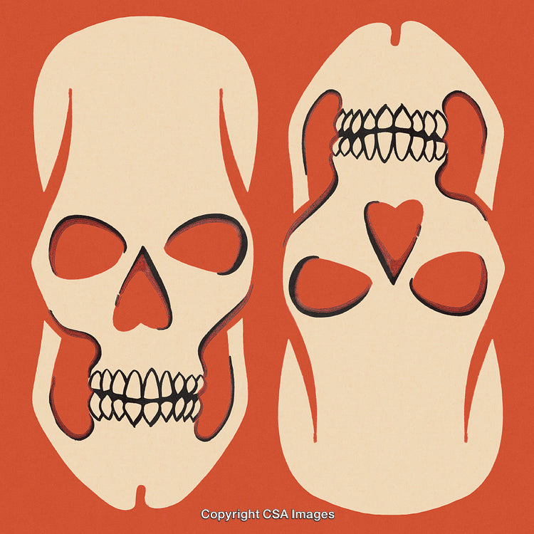 Abstract Skull Art Design Featuring Contrasting Layers and Surrealistic Imagery