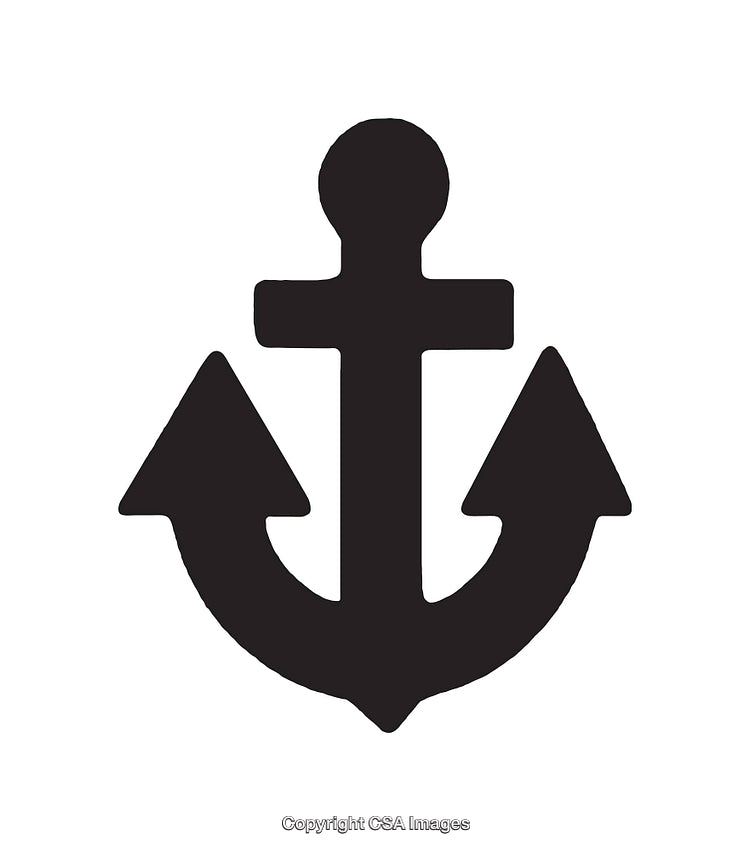 Black Anchor Icon with Symmetrical Arrows in Minimal Design
