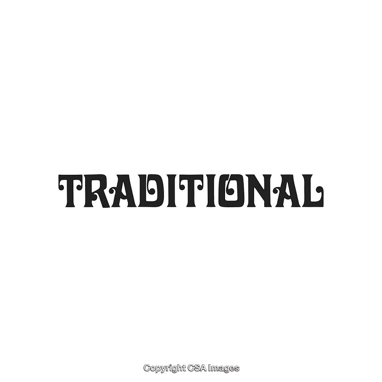 Stylized Typography Displaying the Word 'Traditional' in Decorative Font