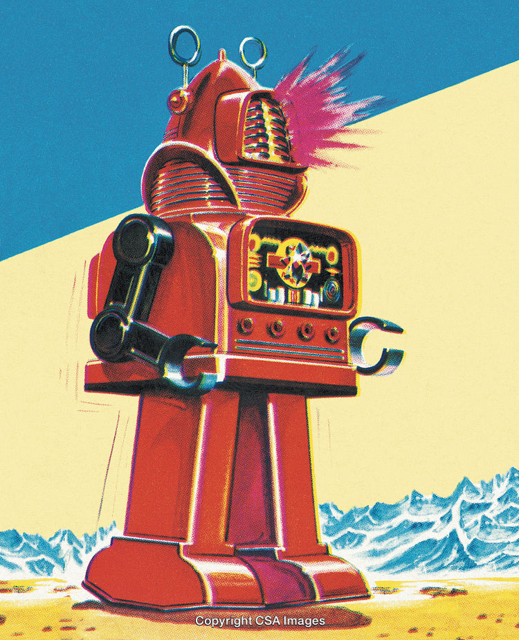 Retro-Styled Robot Artwork Inspired by Vintage Sci-Fi Concepts and Nostalgia