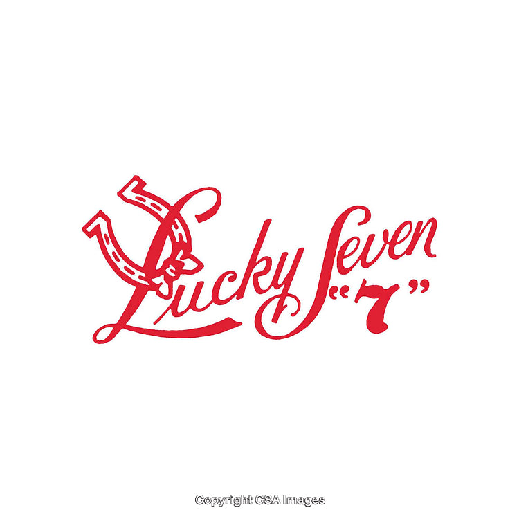 Lucky Seven Logo Design Featuring Red Text and Horseshoe Theme