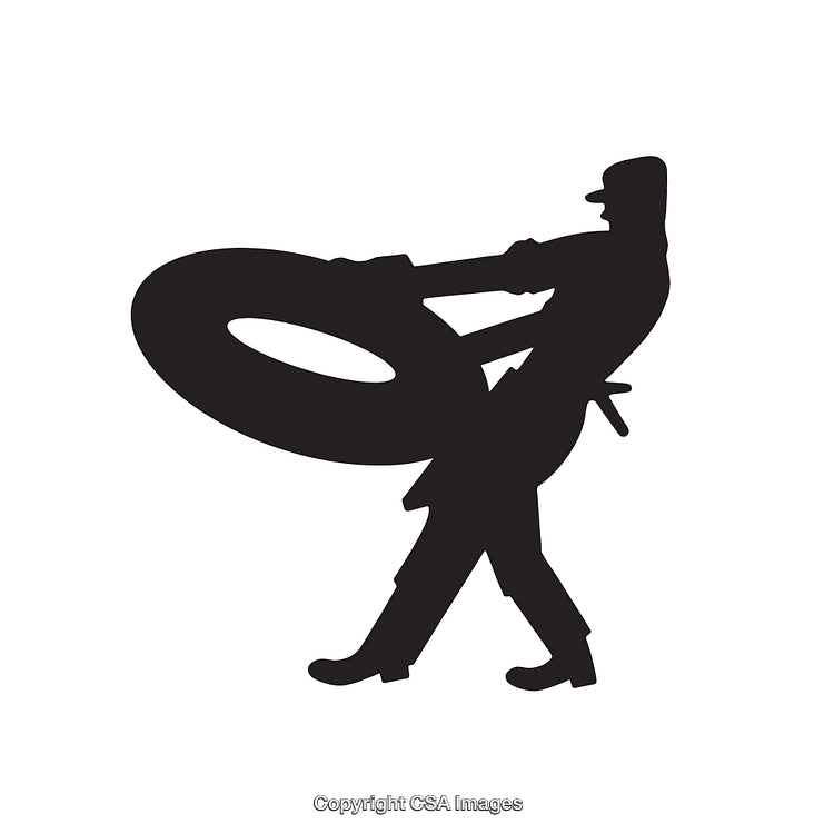 Silhouette of Musician Playing Tuba in Artistic Performance