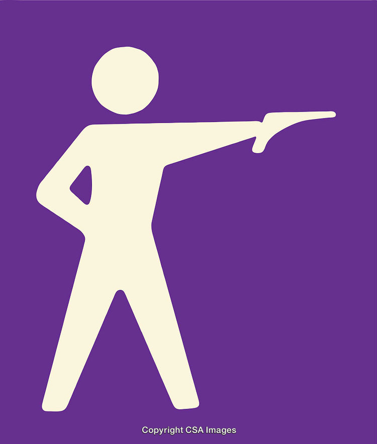Stylized Line Art Figure on Purple Background in Action Pose