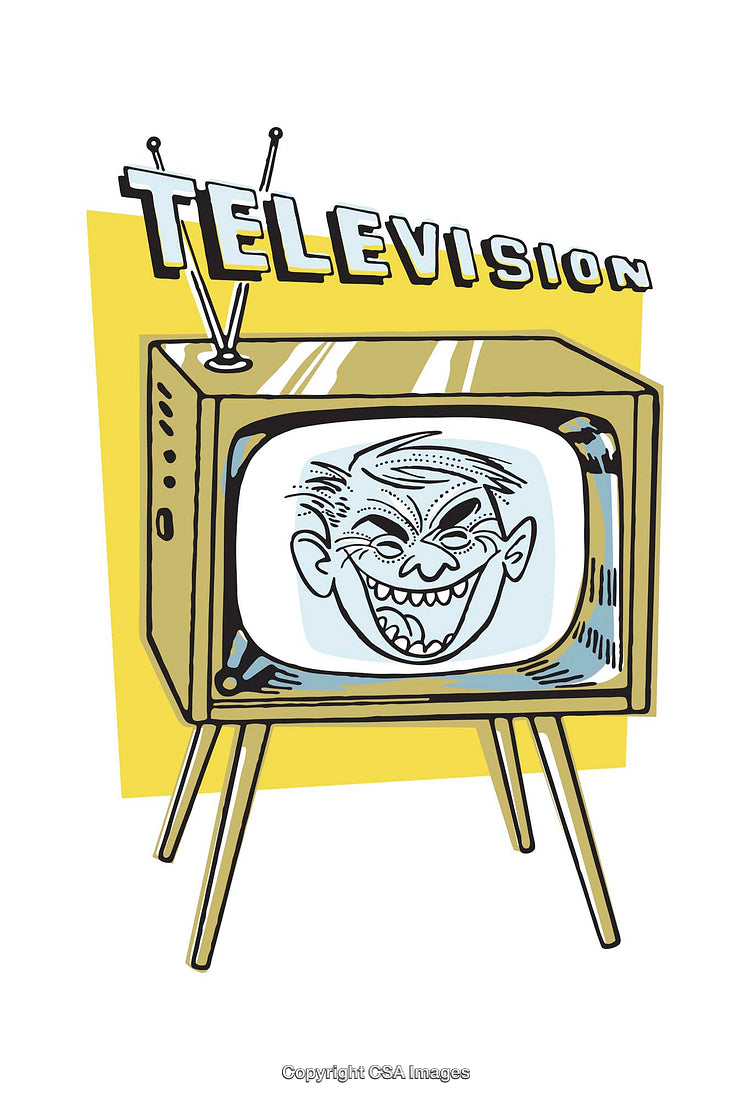 Vintage Television Illustration with Playful Character Design