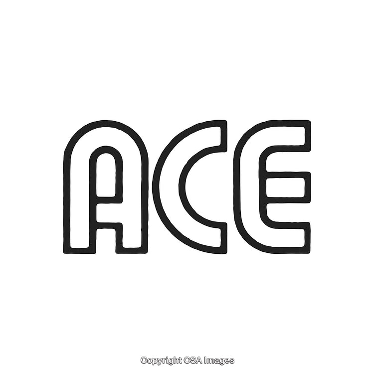 Bold Outline Text Design Featuring the Word ACE in a Unique Style