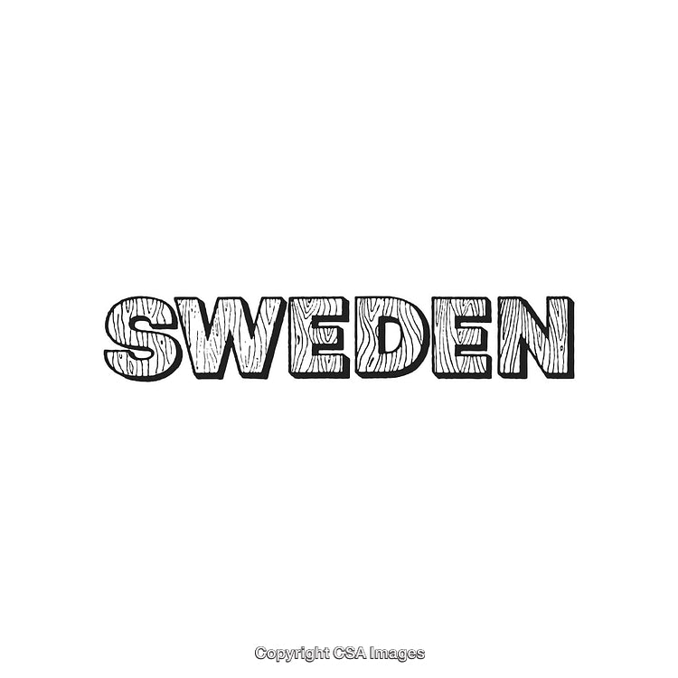 Hand-Drawn Typography Featuring Sweden with Artistic Wooden Texture