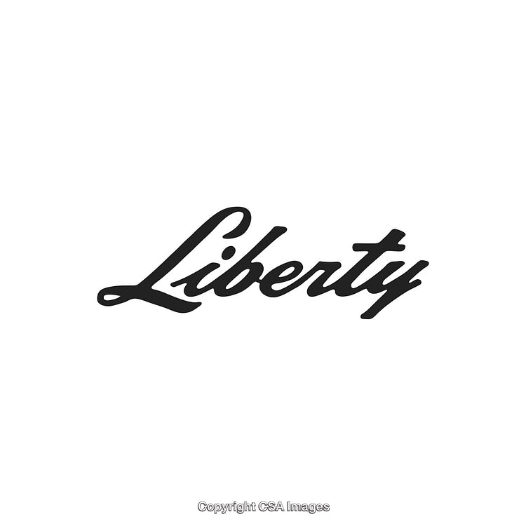 Elegant Black Script Liberty Text on a Clean White Background
