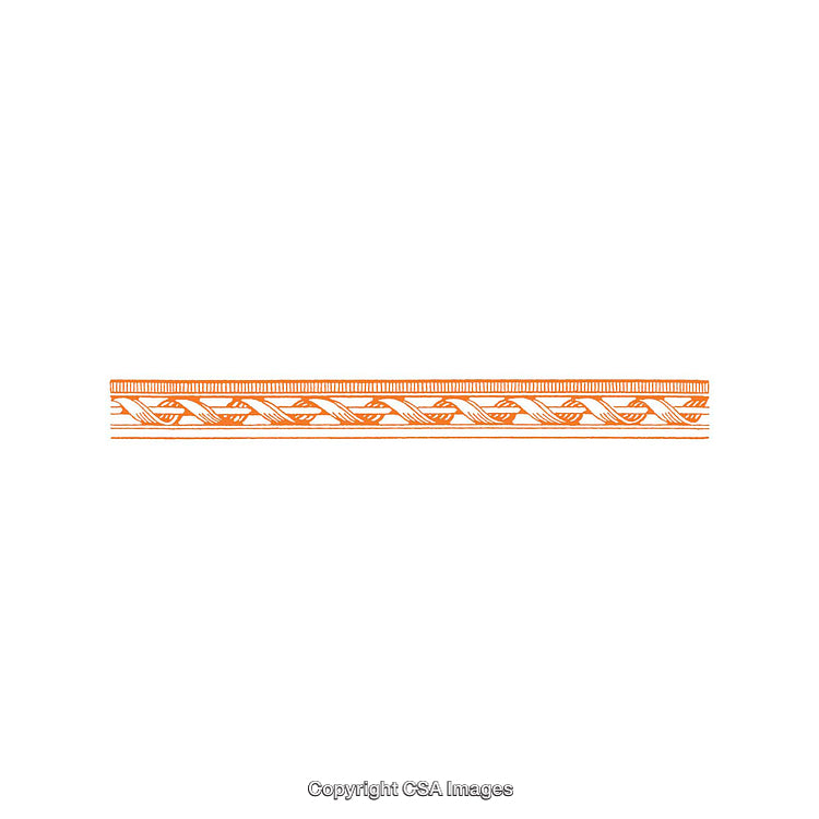 Horizontal Decorative Orange Border with Symmetrical Patterns on White Background