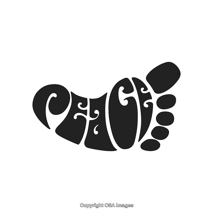 Black Footprint Typography Design Emphasizing Peace Symbolism and Calmness