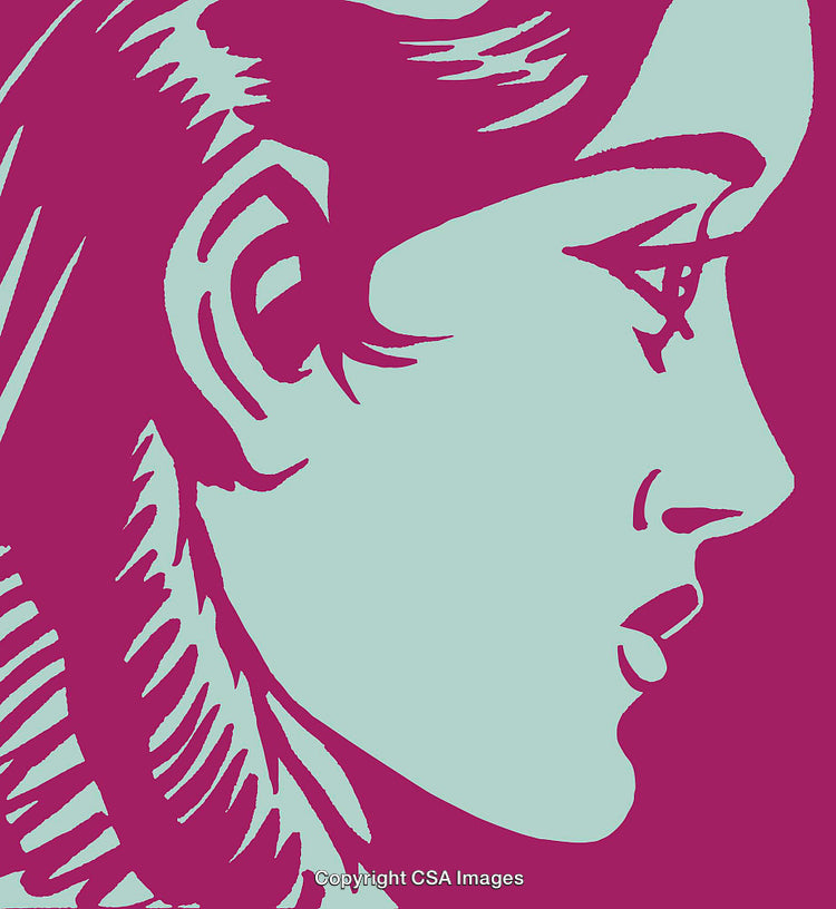 Vibrant Pop Art Style Illustration of a Woman's Profile
