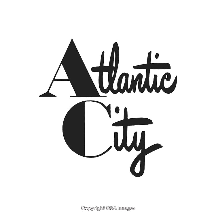 Stylized Typography Composition Featuring 'Atlantic City' In Bold Black Lettering
