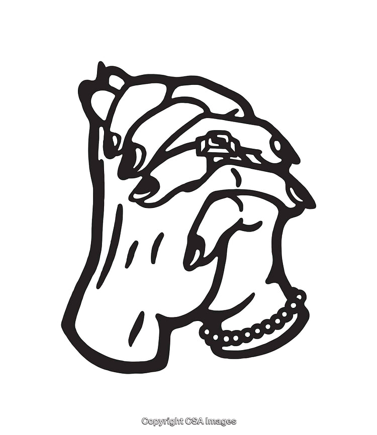 Black and White Line Art of Hands Clasped Together in Unity