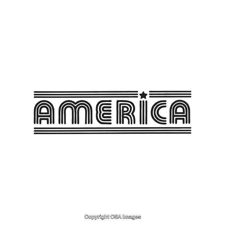 Stylized Typography Design Featuring the Word "America" in Black With Graphic Lines