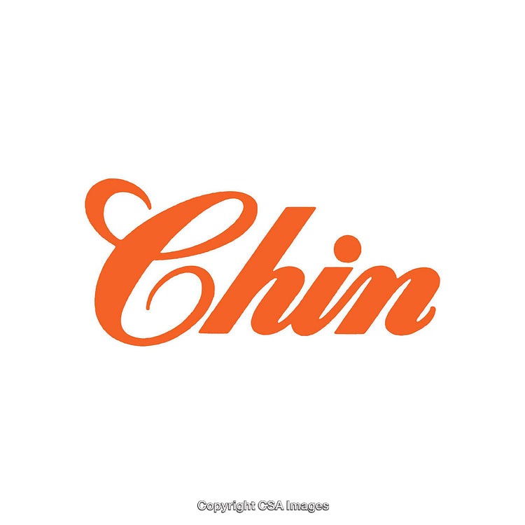 Bold Orange Chin Text on a White Background