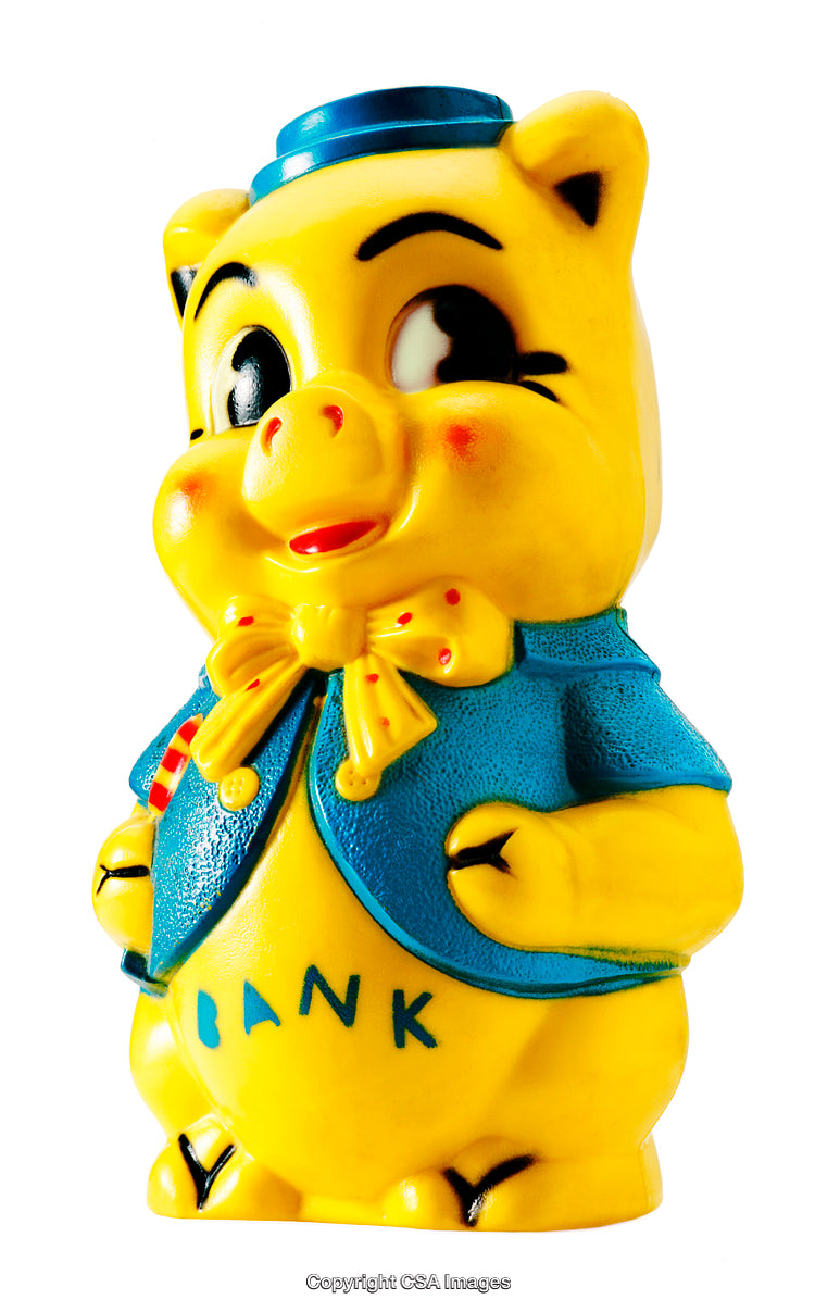 Colorful Piggy Bank Novelty Toy in Classic Cartoon Style