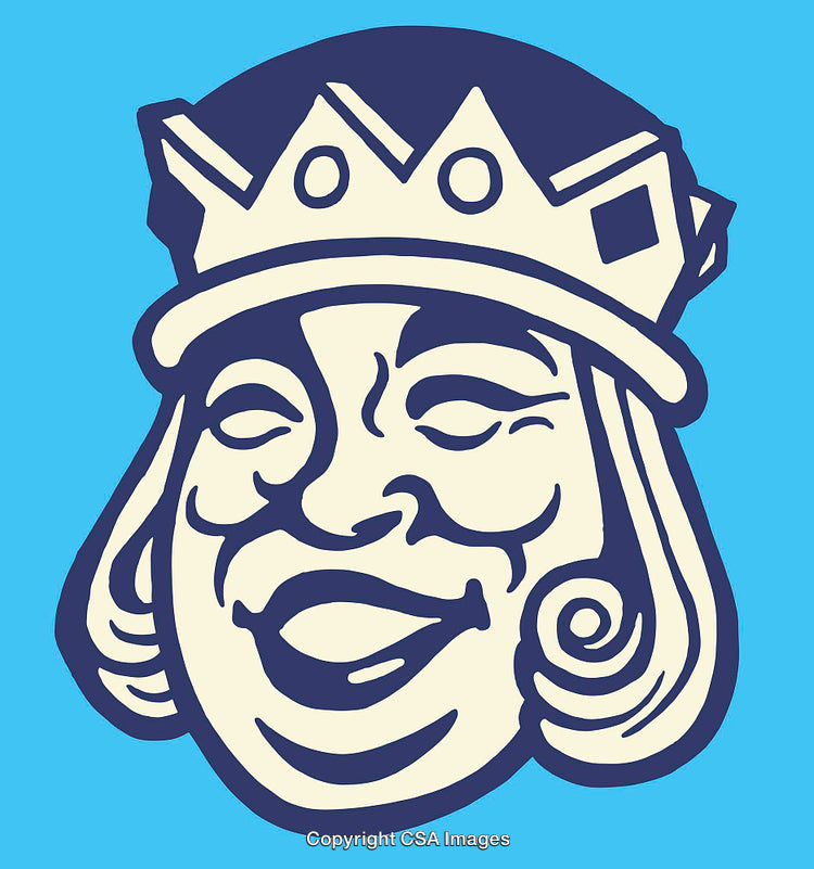 Stylized King Illustration Featuring Bold Lines and Vibrant Color Palette