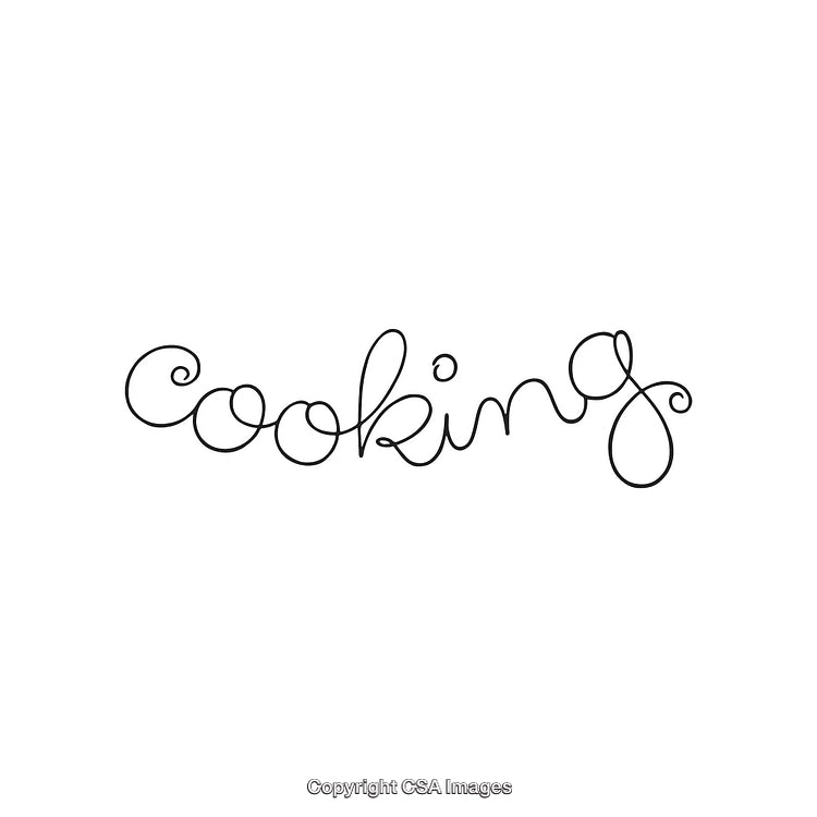 Elegant Handwritten Cooking Calligraphy Text in Black on White Background