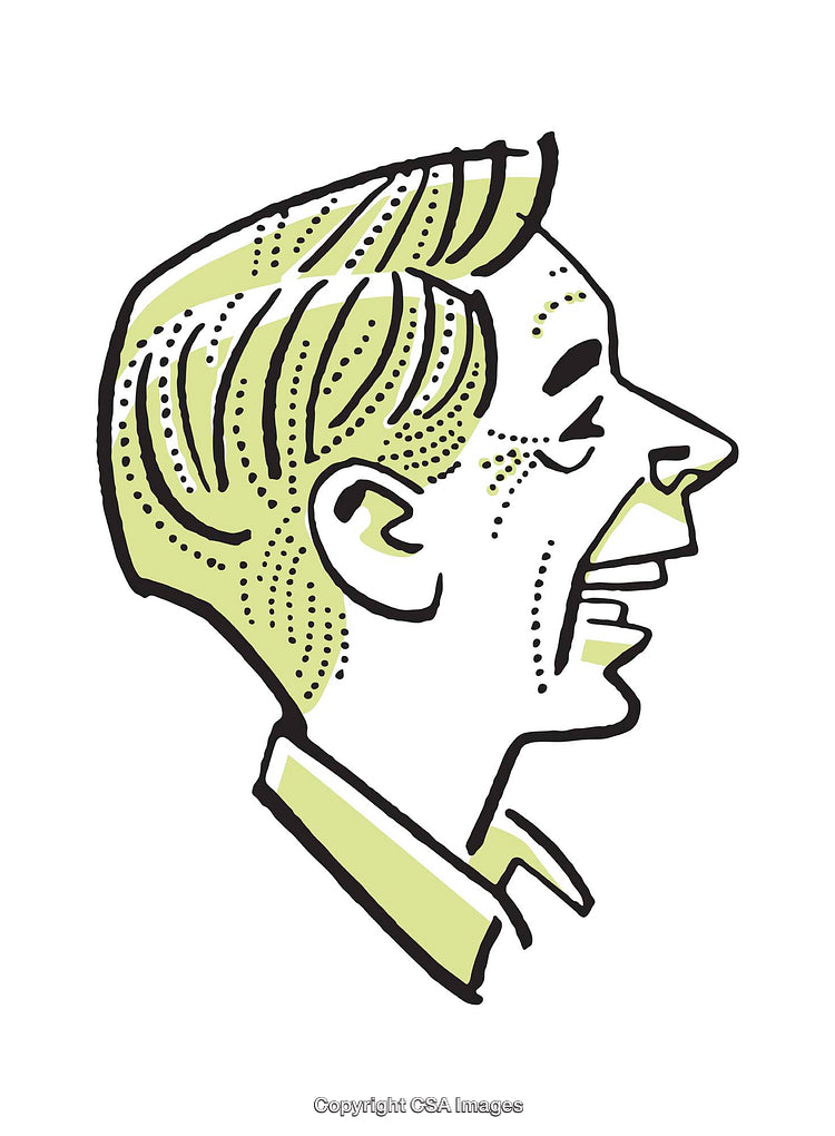 Vintage Illustration of a Smiling Man in Profile, Hand-Drawn Style