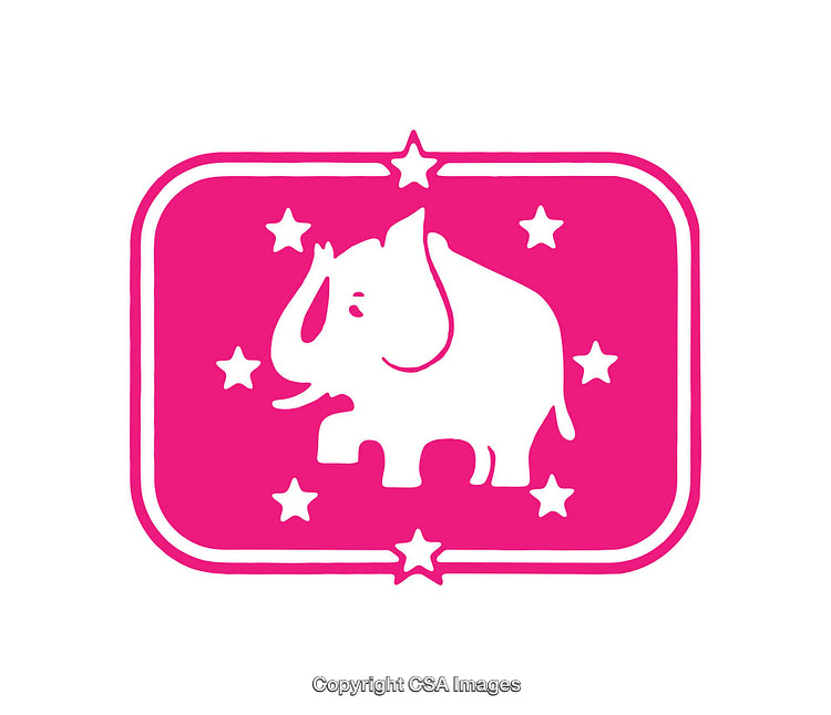 Pink Elephant Icon Surrounded by Stars in a Unique Design