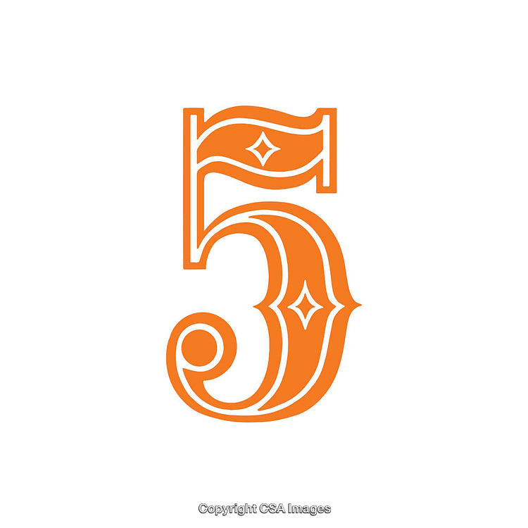 Artistic Orange Number Five Design with Decorative Elements