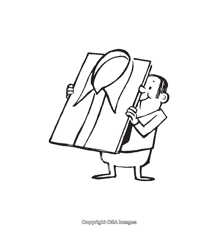 Black and White Illustration of a Character with a Large Shirt Drawing