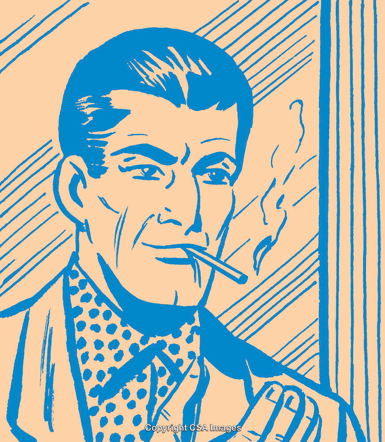 Retro Style Illustration of a Man Smoking in a Pop Art Format