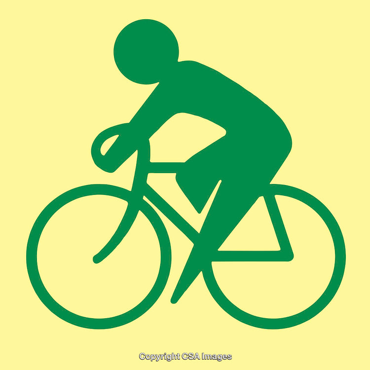 Green Line Art Illustration of a Cyclist on a Yellow Background