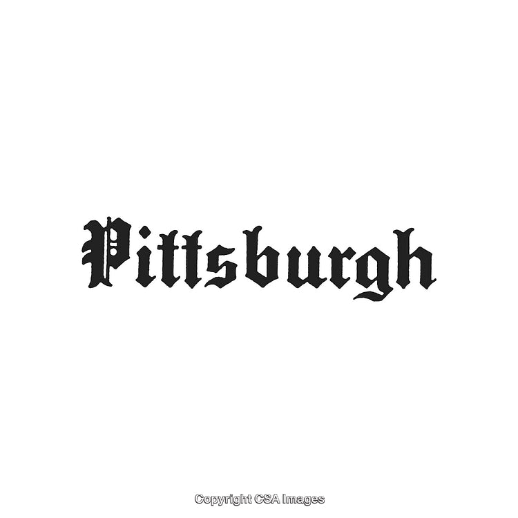 Vintage Blackletter Typography Featuring the Text Pittsburgh on a White Background