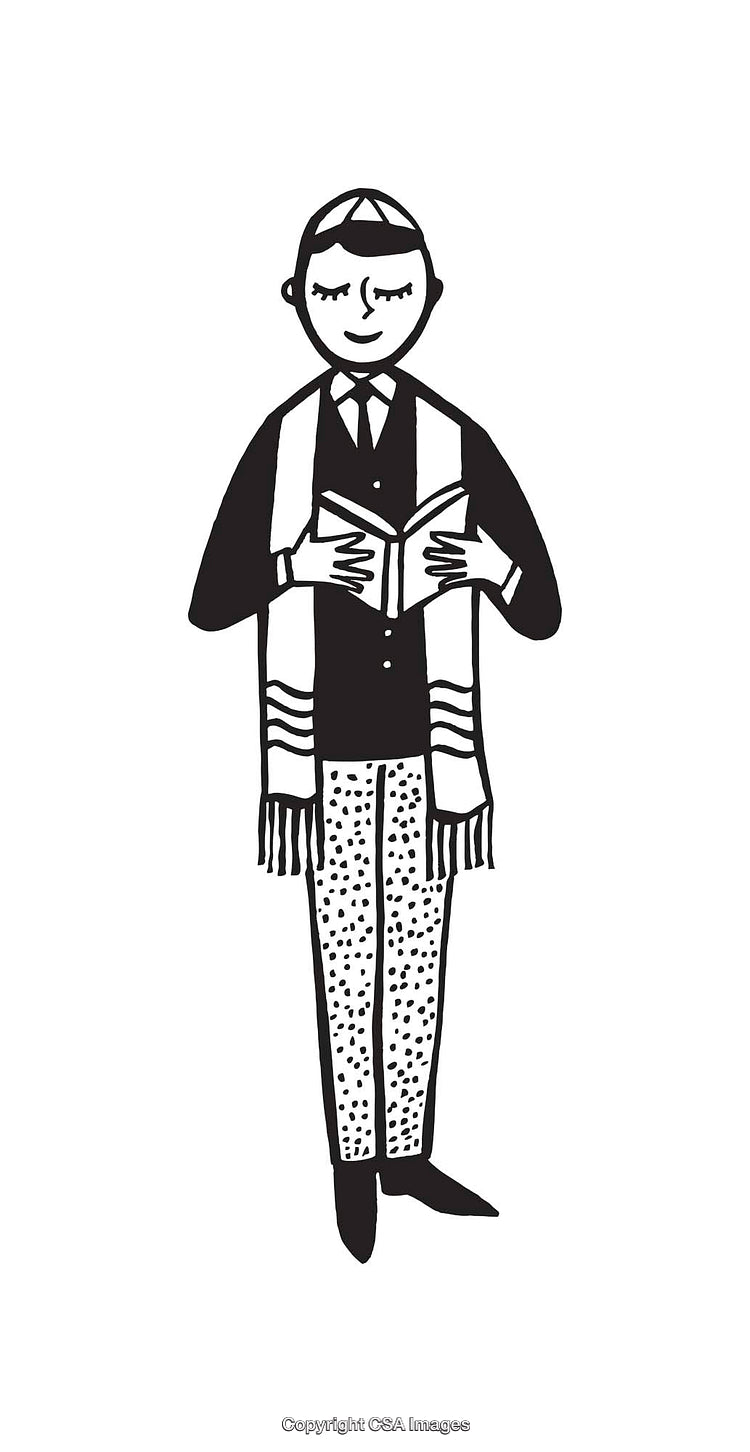 Illustration Depicting a Person in Traditional Attire Reading a Book in Black and White