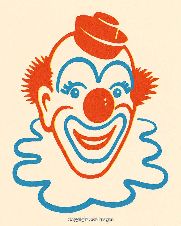 Colorful Cartoon Clown Illustration with a Playful Smile and Cheerful Expression