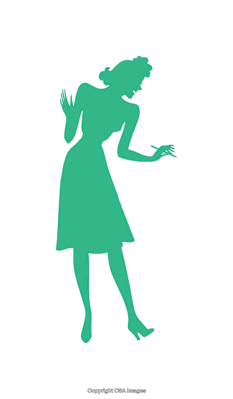 Silhouette Illustration of a Woman in a Retro Style Pose
