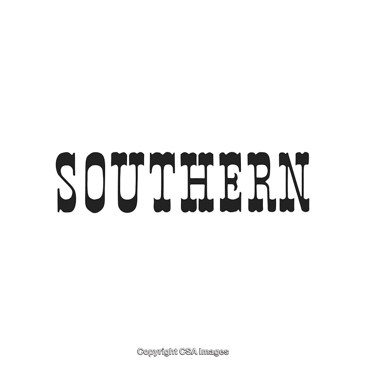 Bold Vintage Western Font Spelling 'Southern' in Black on White Background