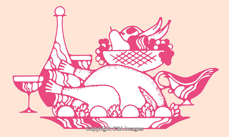 Vintage Pink Illustration of Elegance and Abundance in Art Nouveau Style