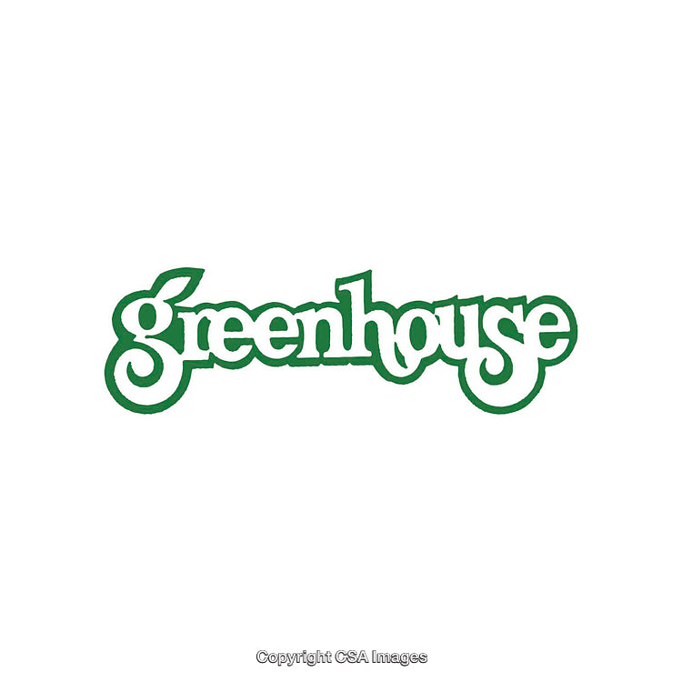 Greenhouse Logo Design With Retro Font and Green Leaf Accent