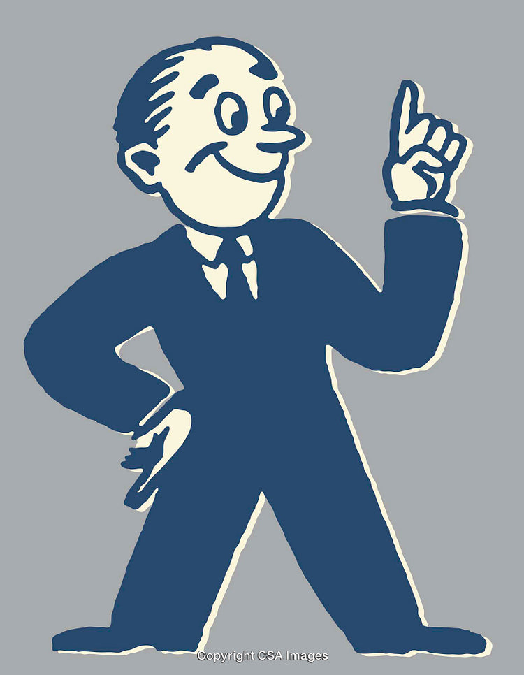 Vintage Businessman Illustration in Classic Style with Gesture of an Idea