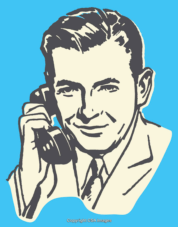 Retro Style Illustration of a Businessman Talking on a Phone