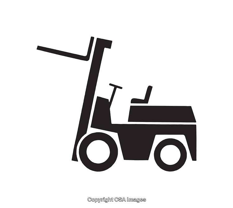 Black and White Forklift Icon Depicting Industrial Machinery