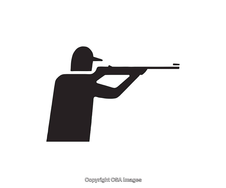 Silhouette Icon of a Person Aiming a Rifle in Shooting Pose