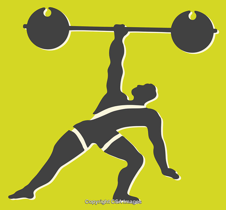 Silhouette of an Athlete Lifting a Heavy Weight on Bright Green Background