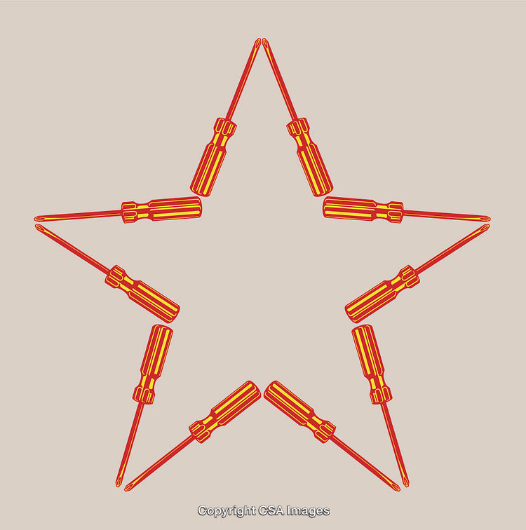 Star Shaped Design Made from Colorful Screwdriver Illustrations