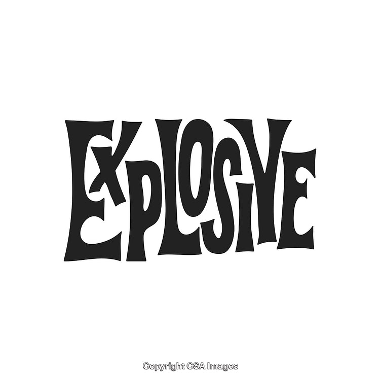 Creative Black and White Explosive Text Design for Dynamic Concepts