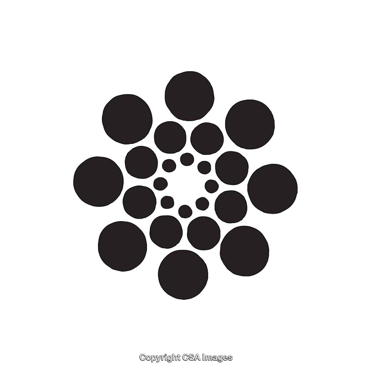 Abstract Black and White Circular Arrangement of Dots