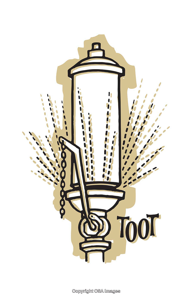 Retro Whistle Illustration with Steam Effect and Toothy Detail