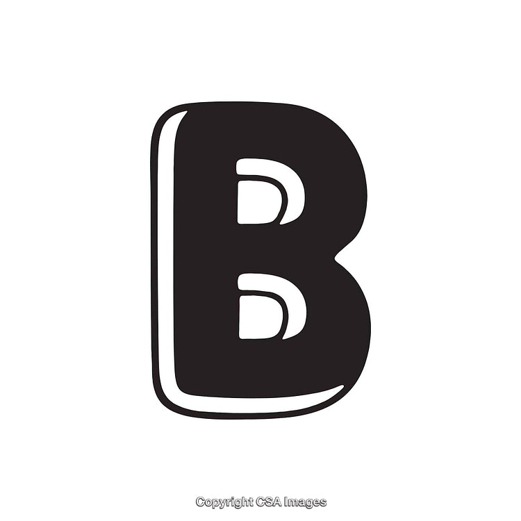Bold Cartoon Style Black Letter B Illustration on White Background