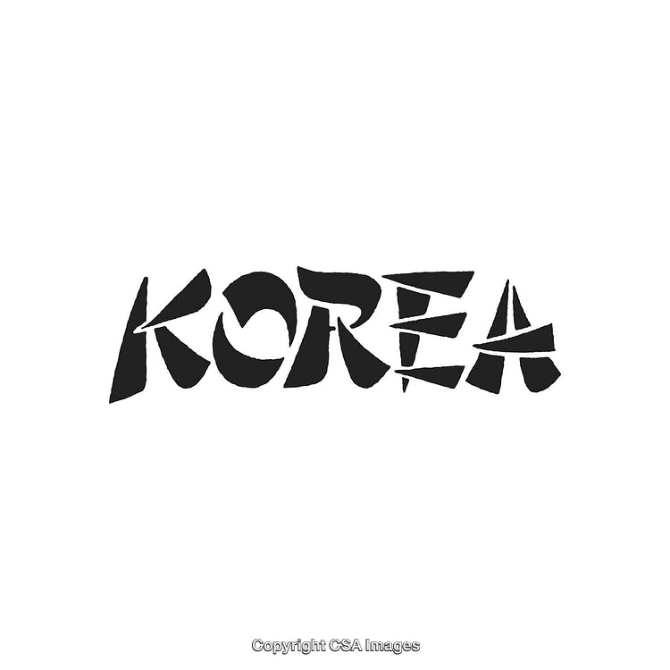 Creative Artistic Representation of the Word Korea in Black and White