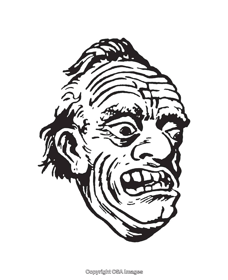 Black and White Line Art Illustration of a Unique Facial Expression