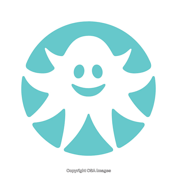 Friendly Smiling Icon in Circular Aqua Design