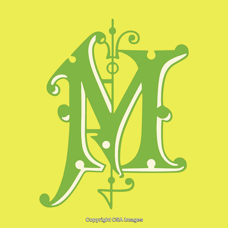 Elegant Decorative Letter M with Vibrant Yellow Background